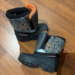 Toddler Black and Orange Winter Boots